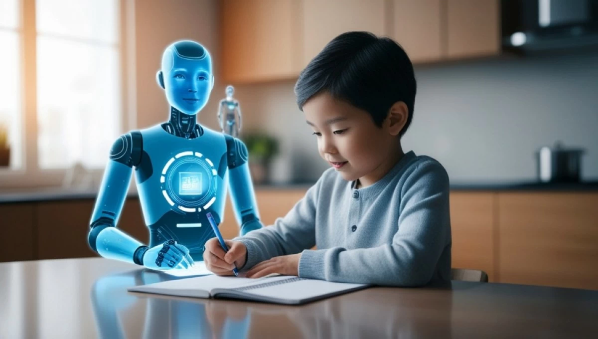 A child being assisted by AI. Image from Canva Pro. 