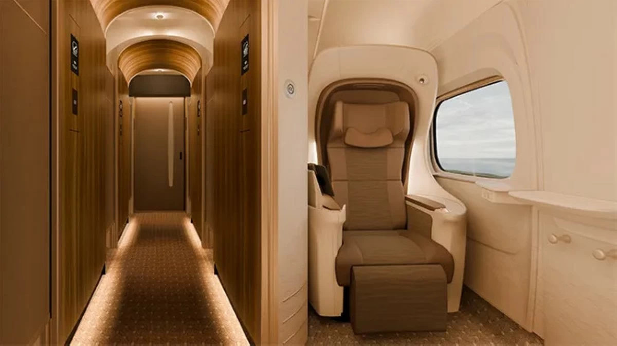 LUXURY ON THE RAILS Japan's bullet trains have introduced the new Supreme Class category, considered a tier above its Green Card carriages. (Photos: JR Central, JR West)