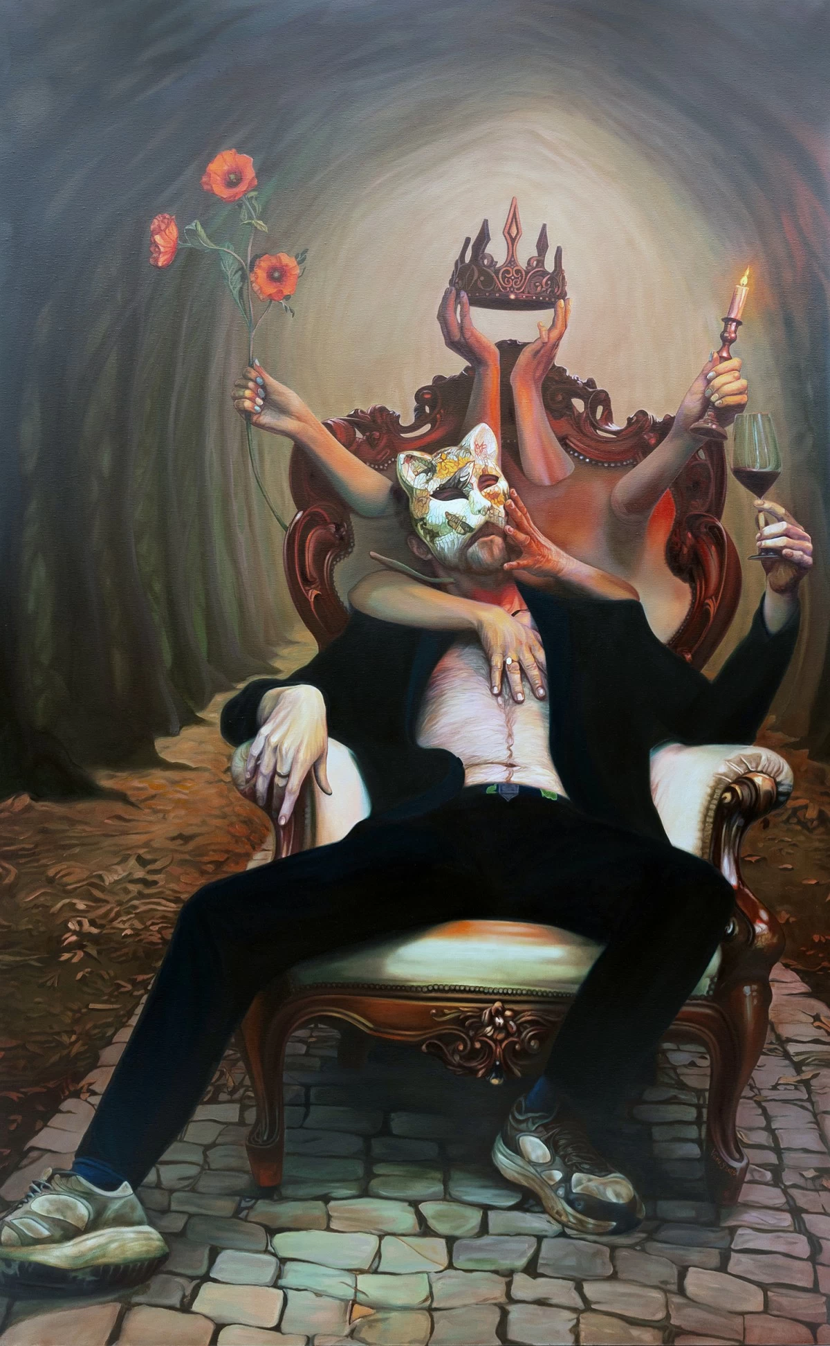 'YOU CAN'T LOOK AWAY,' CAN YOU, 210x130 cm, oil on linen canvas, 2025