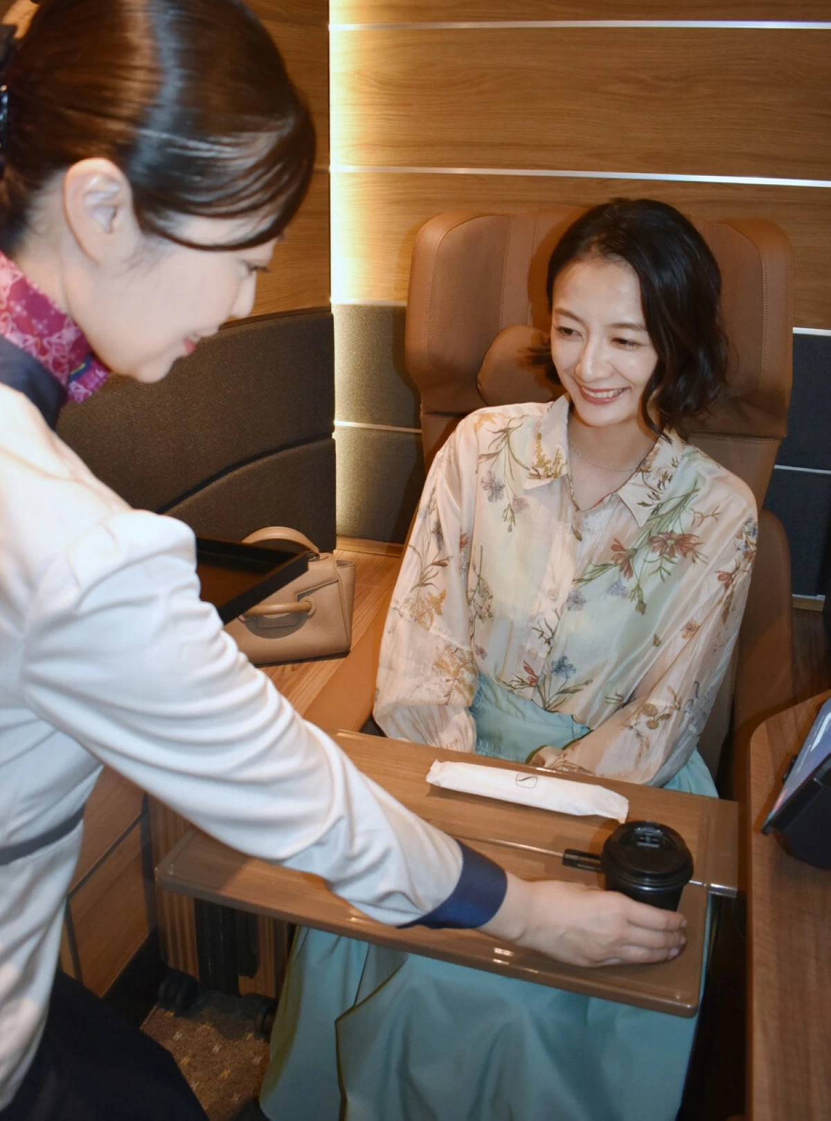 A Supreme Class Cabin private compartment, to be introduced on Tokaido and Sanyo Shinkansen high-speed trains in October, photographed in Tokyo on Wednesday