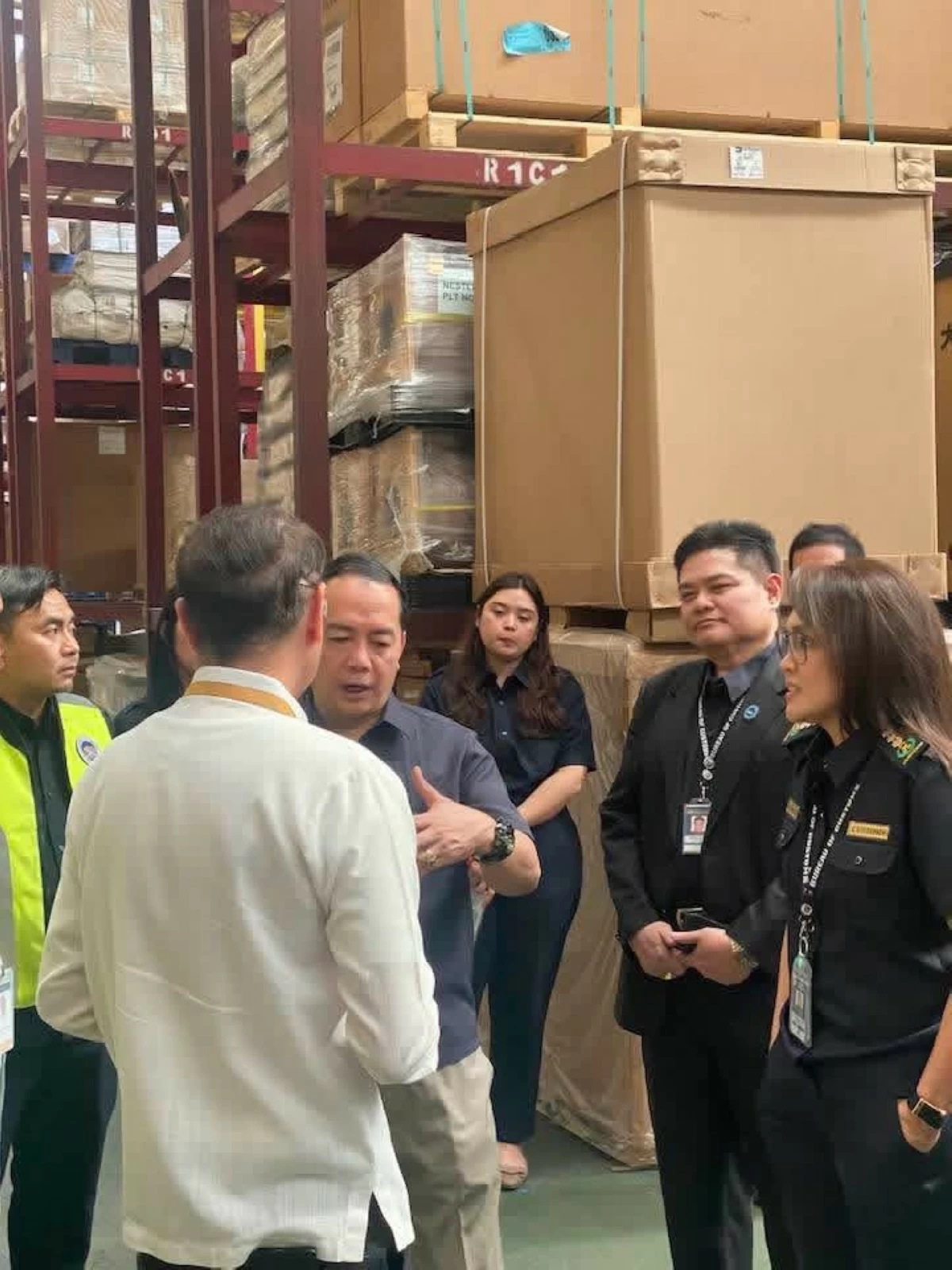 Customs Commissioner Ariel Nepomuceno inspects the Paircargo facility at NAIA Terminal 1 on Wednesday, July 15, to address cargo congestion caused by a warehouse closure for Terminal 4 construction. (Photo courtesy of Siegfred Manaois via Ariel Fernandez)