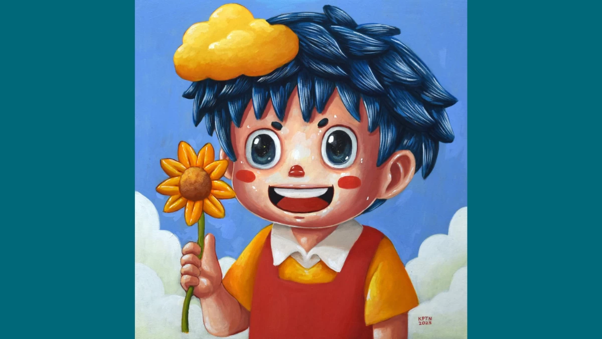 'MY SUNFLOWER,' 18 x 18 inches, acrylic on canvas, Kapitan, 2025