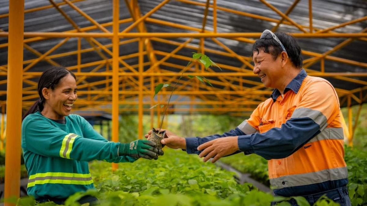 Reforestation and progressive land reclamation underway near the Didipio mine. Under its environmental stewardship pillar, OGP pairs resource extraction with active biodiversity preservation and land rehabilitation.