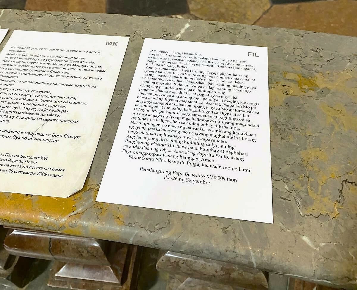 The prayer of Pope Benedict XVI in Filipino