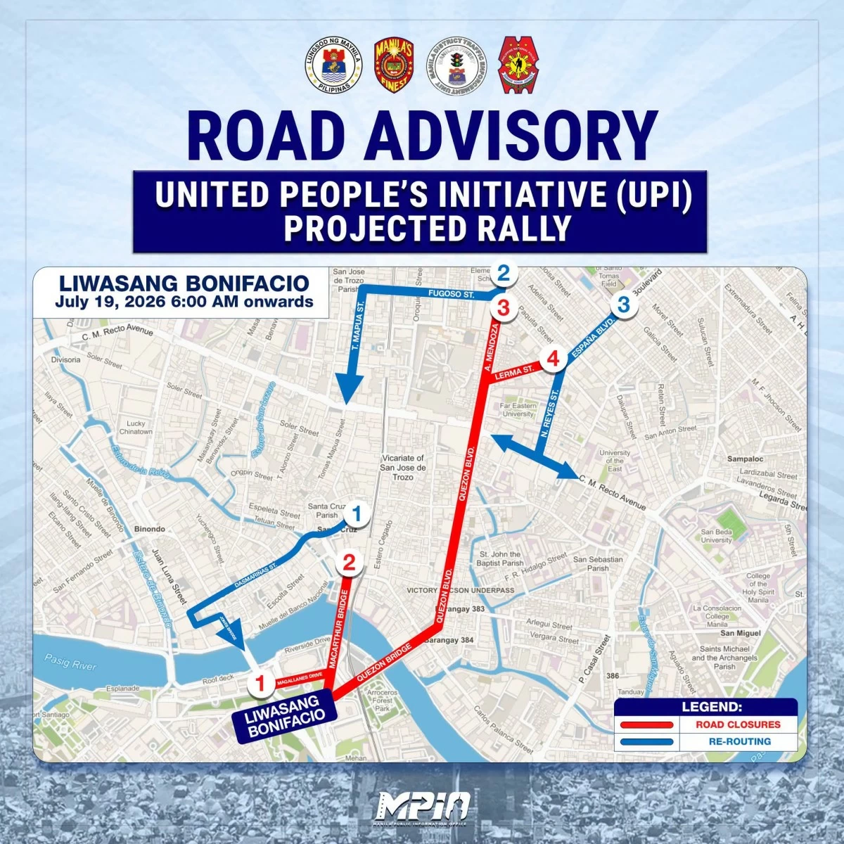 Road closure and rerouting (Photo from Manila PIO)