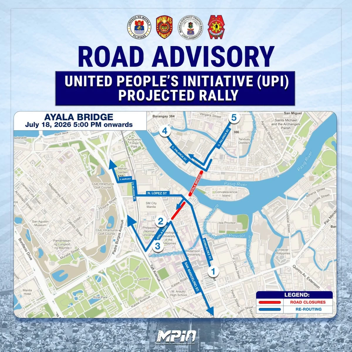 Road closure and rerouting (Photo from Manila PIO)