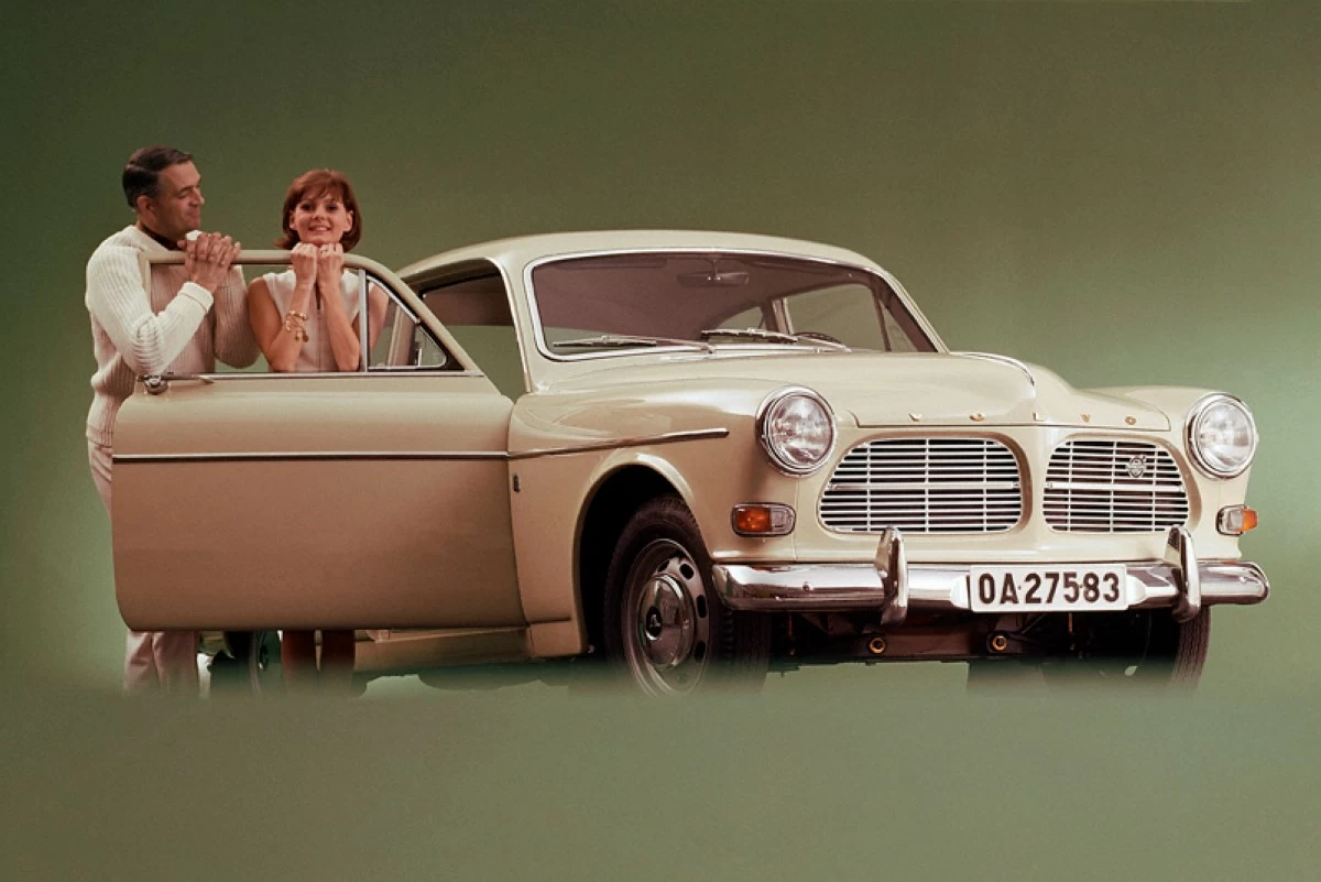 The Volvo Amazon, one of the first cars to be fitted with a three-point seatbelt.