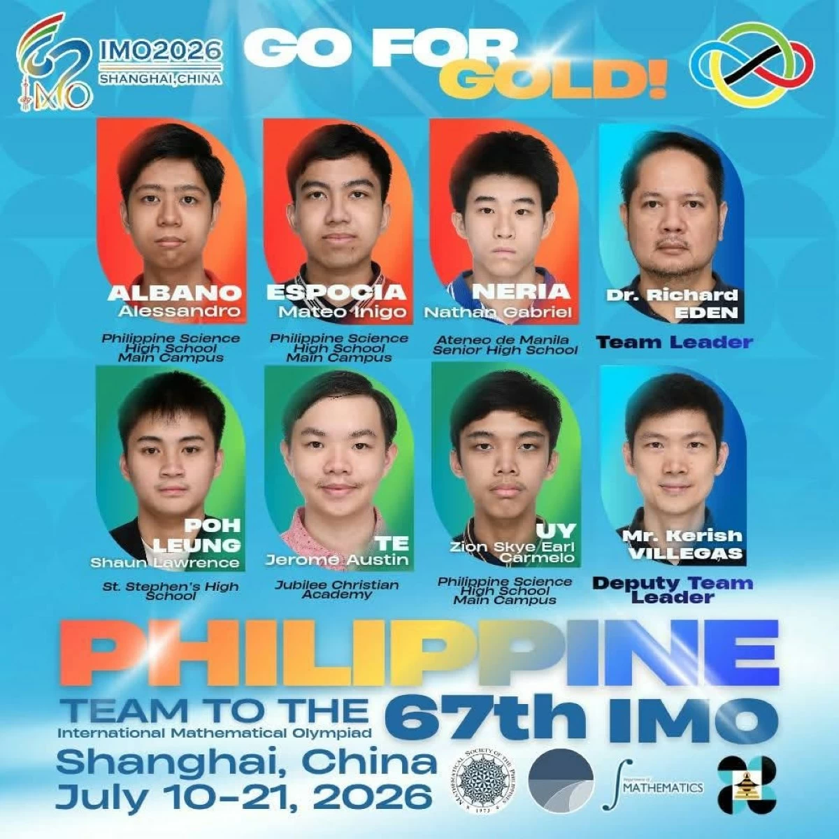 The Philippine team (Photo from Go for Gold: Philippine IMO Team on Facebook) 