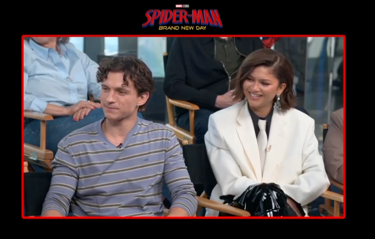 Tom Holland and his wife Zendaya during the virtual media conference for 