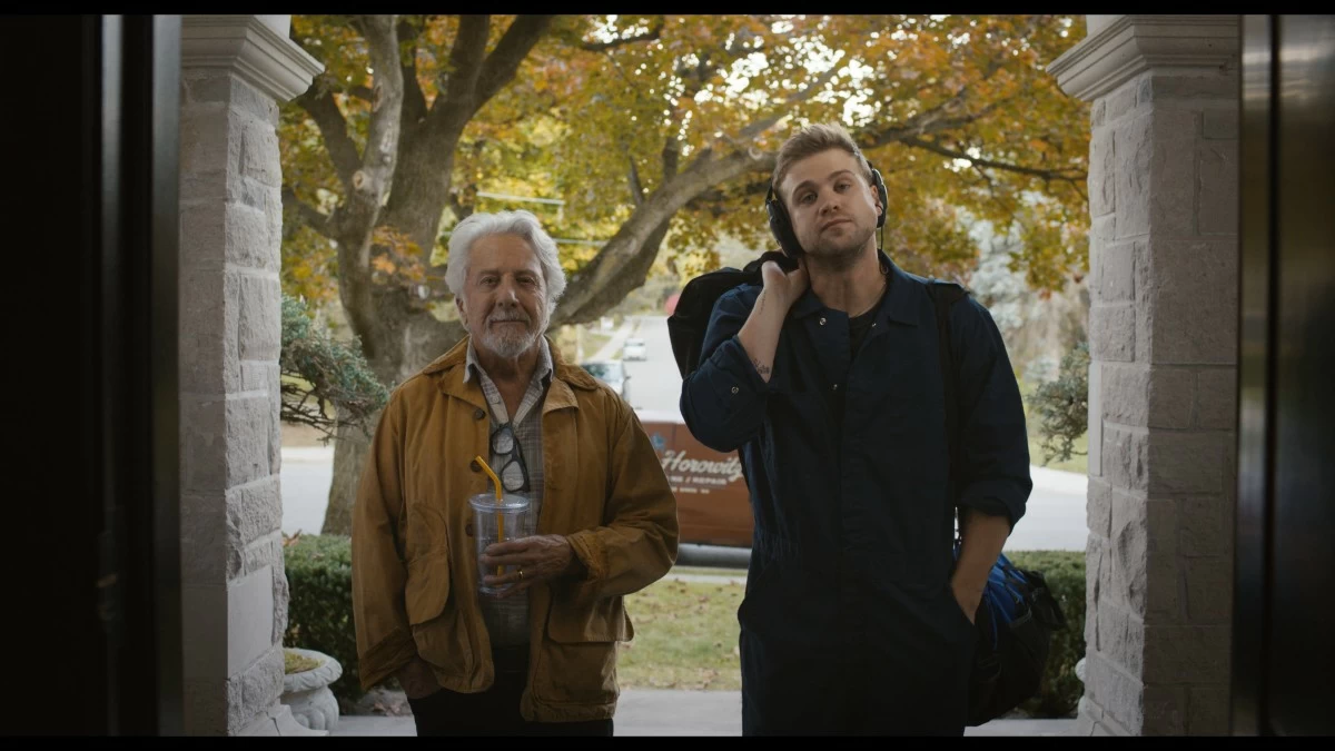 Dustin Hoffman as Harry Horowitz and Leo Woodall as Niki White