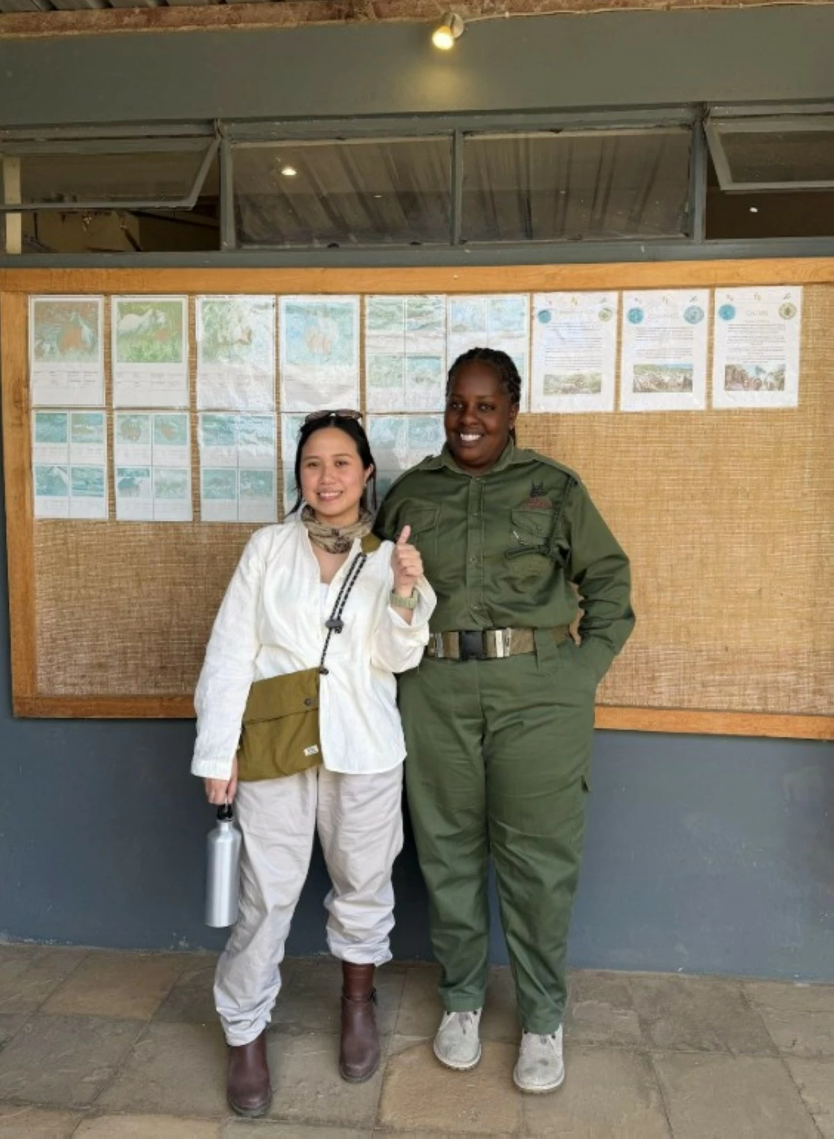 The author with Elizabeth, who manages the Borana Conservancy operations room.
