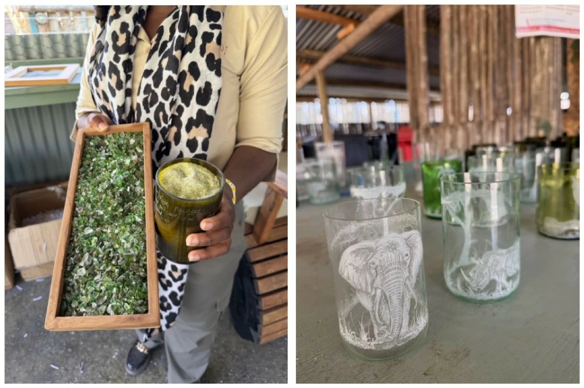 Sirikoi’s extensive glass recycling program transforms discarded wine bottles into unique and practical products.
