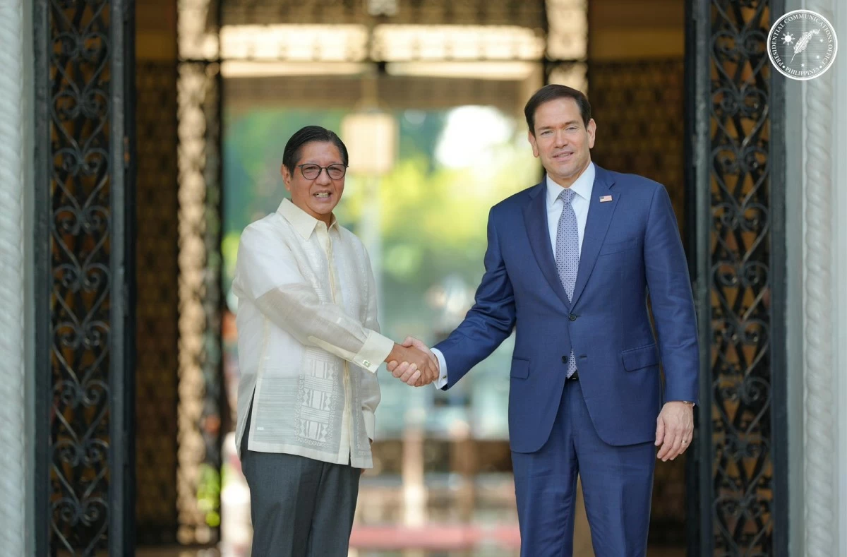 President Ferdinand R. Marcos welcomes US Secretary of State Marco Rubio at  the Malacañan Palace on July 22, 2026. (PCO)