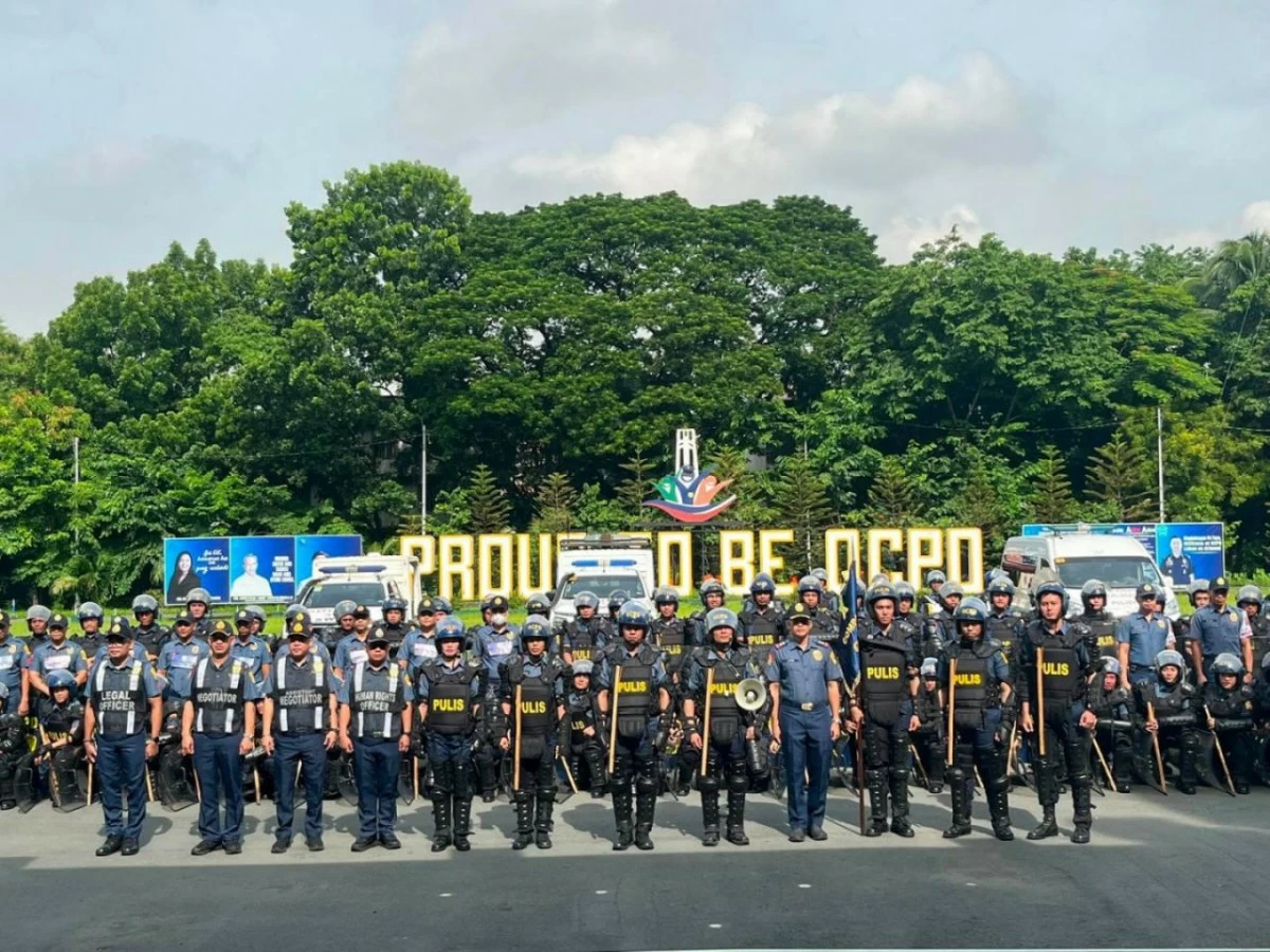 QCPD personnel stand ready for the security preparations for President Ferdinand Marcos Jr.’s State of the Nation Address (SONA) on July 27. (Photo courtesy of the Quezon City Police District)