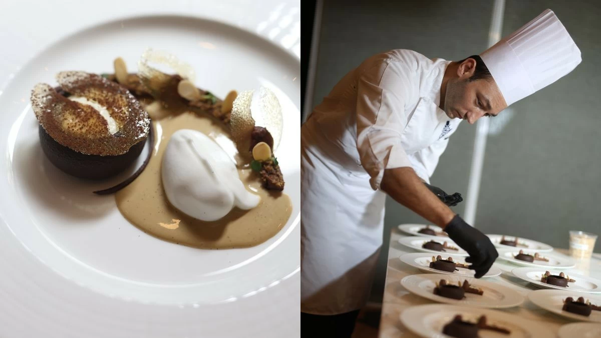 Chef Julien's perfect creation to cap off the evening: Chocolate Tiramisu Tart, a contemporary take on the classic tiramisu with coffee mascarpone sabayon, rich coffee chocolate ganache, crisp coffee opaline, chocolate pastry, and coffee salt (Photo: Discovery Primea)