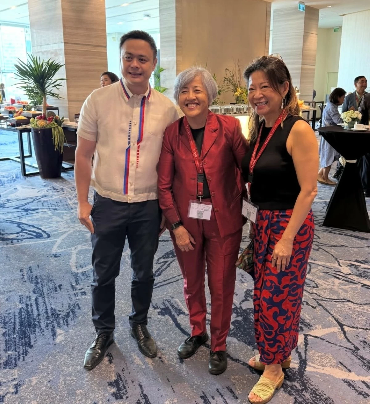 DOT USec Stanley Ng, who delivered a Keynote Address, with Ambassador Chantale Wong, and Cyndy Tan-Jarabata, at PhilHost 2026.