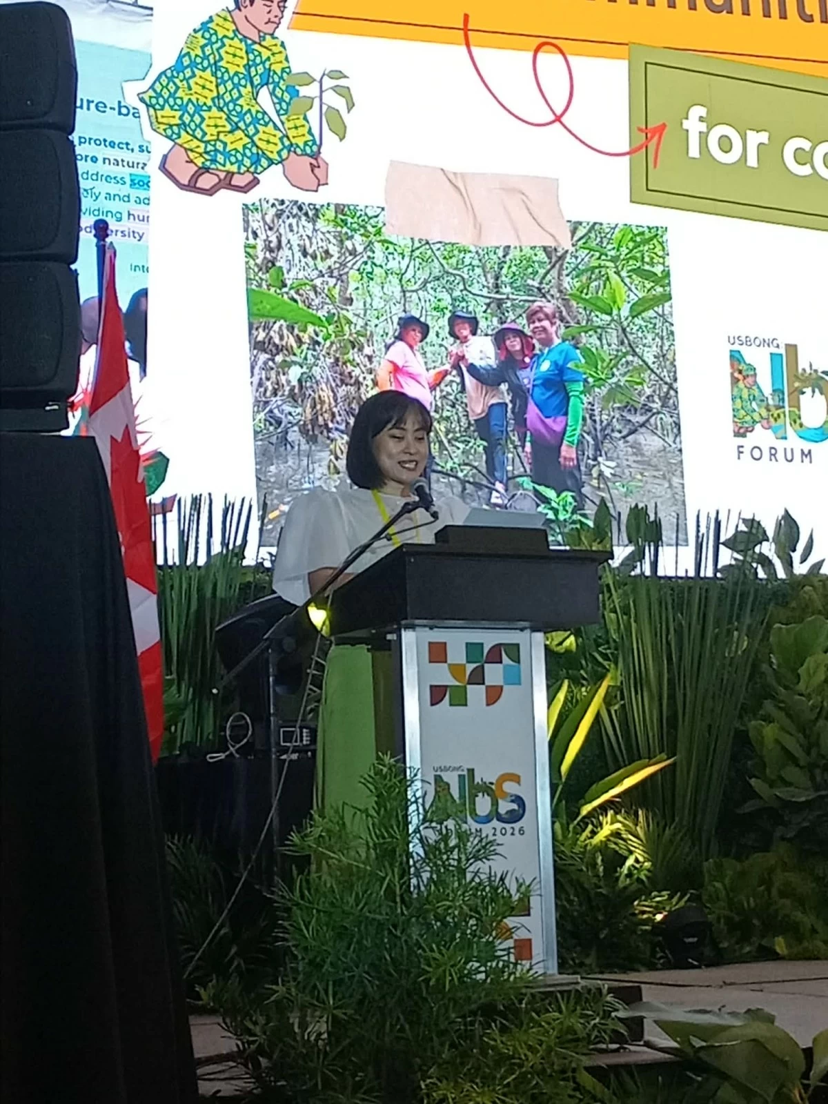 Forest Foundation Philippines Deputy Executive Director Alaya De Leon delivers her keynote message during USBONG: Transdisciplinary Forum on Nature-based Solutions. (Photo by Sean Fernando)