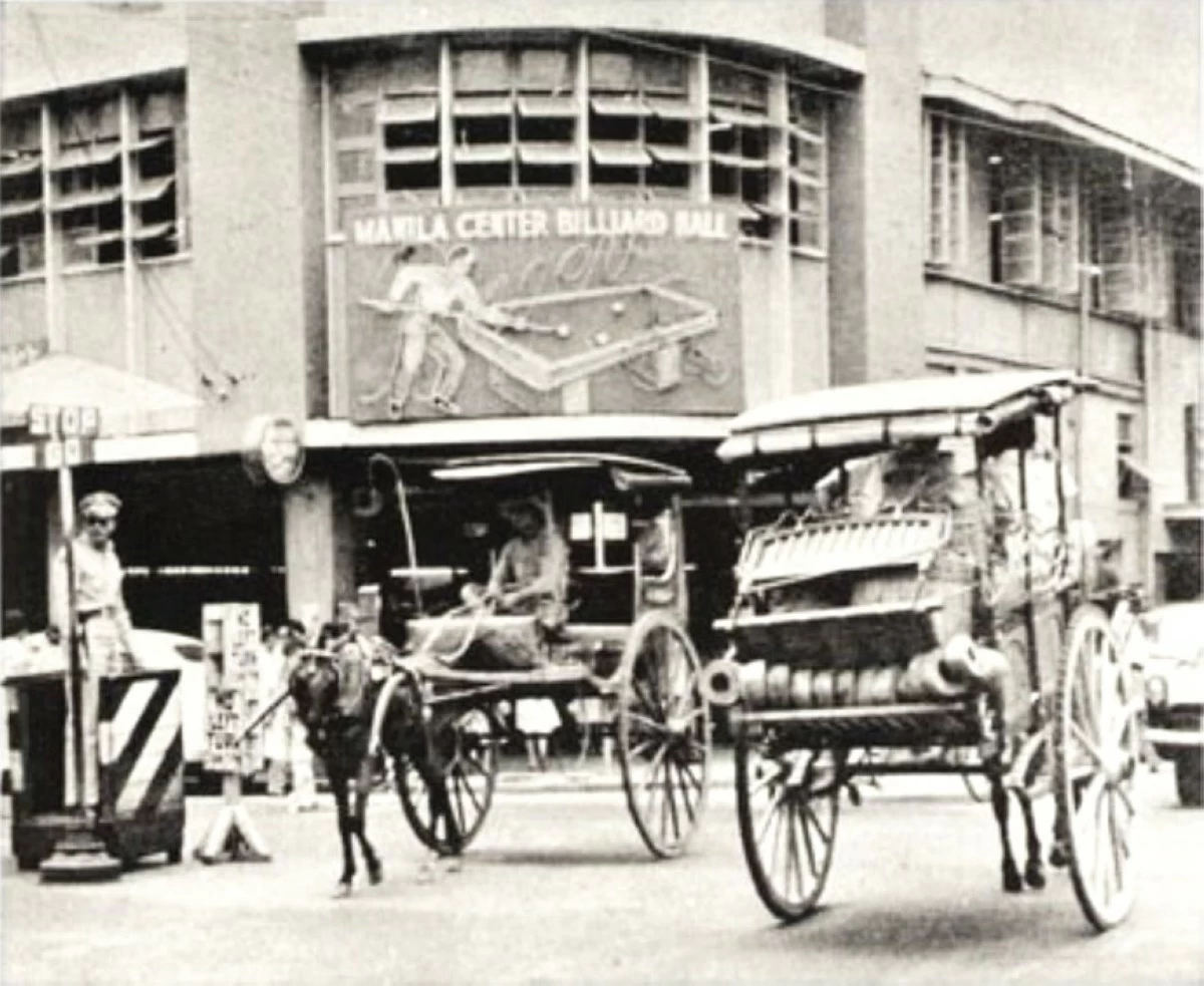Exterior of the Manila Center Billiards Hall along Avenida–Raon in an earlier photo, associated with the area’s billiards scene in the 1960s. (June Candido)