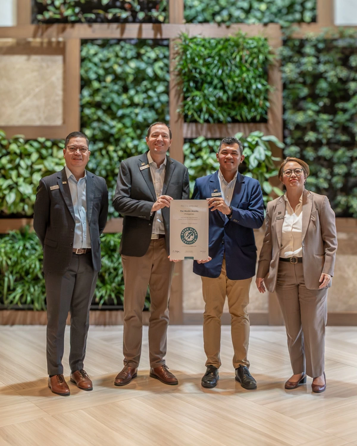 Director of Human Resources Jon Padilla, General Manager Alexander Dietzsch, Chief Engineer Kershy Lanon, and Director of Operations Catherine Constantino (Photo: Westin Manila)
