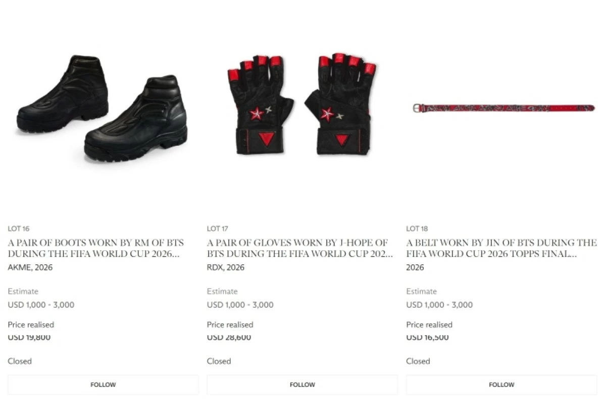 BTS items at the auction (Christie's) 
