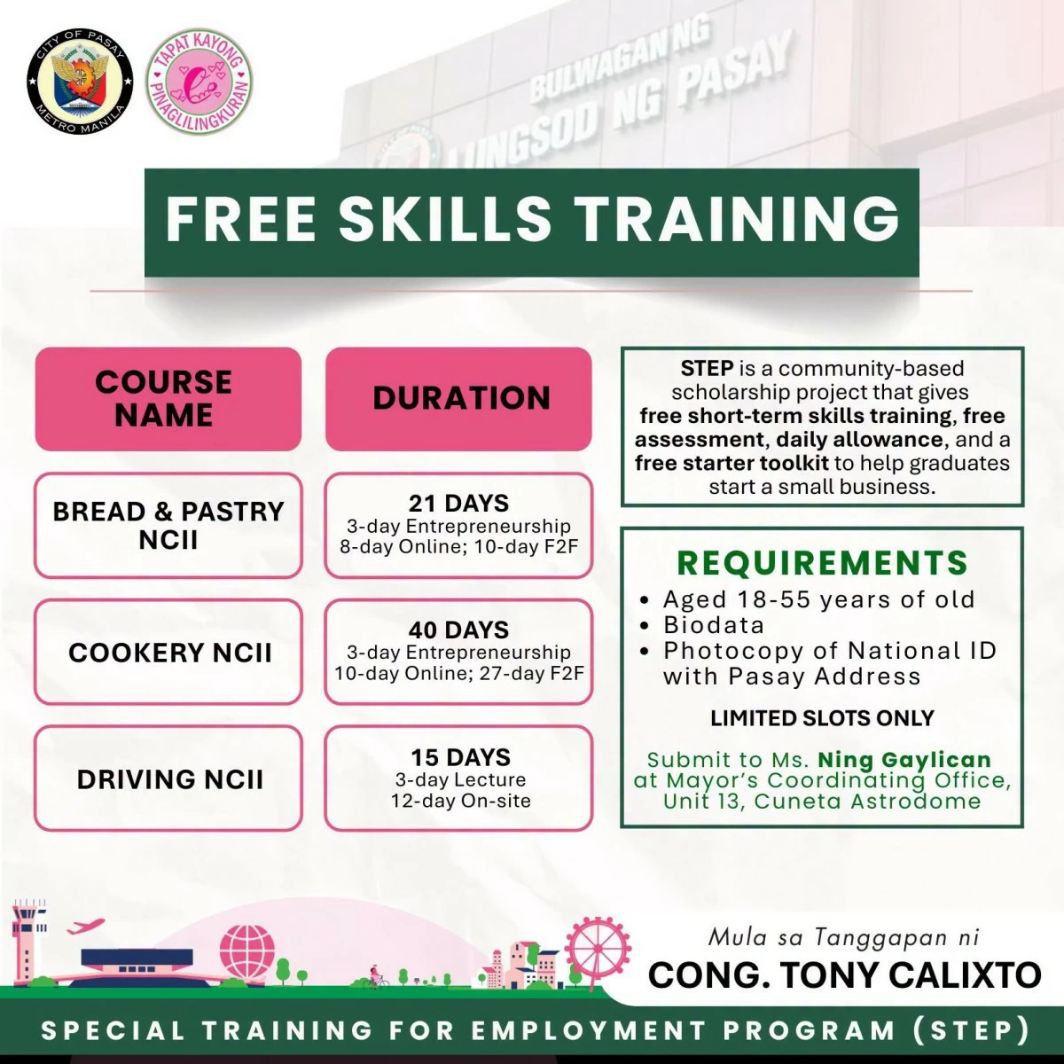 
The Pasay City Public Employment Service Office (PESO) announces the opening of applications for the Special Program for the Employment of Students (SPES) for qualified Pasay residents (Photo courtesy of Pasay PIO)

