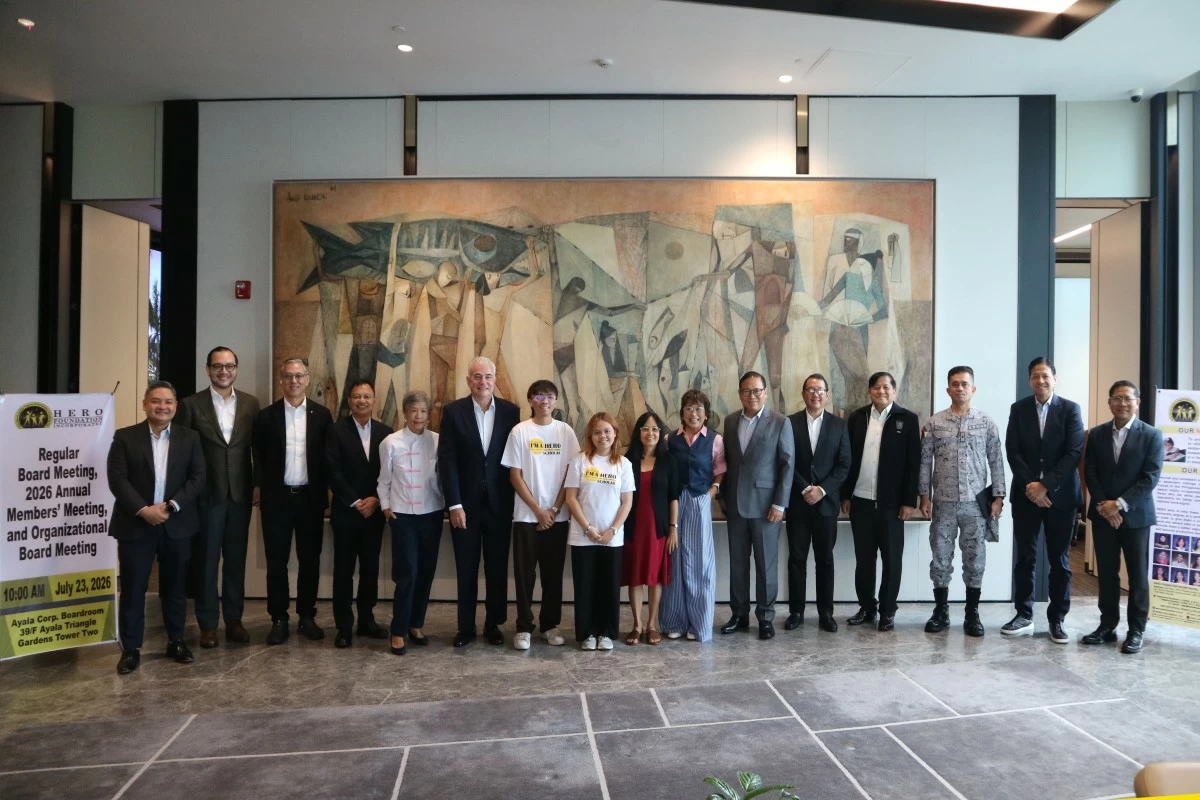 The Board of Trustees and leadership of the HERO Foundation Inc. gather during their Annual Board Meeting on July 23, 2026. The Foundation reaffirmed its commitment to securing long-term funding and educational assistance for military orphans across the country.

In photo (from left): Theodore Ivan R. Paris; Paolo Maximo F. Borromeo (Board Trustee); Michael G. Tan (Board Trustee); MGen. Victor V. Bayani, AFP (Ret) (Executive Director); Evelyn L. Forbes (Board Trustee); Fernando Zobel de Ayala (Chairman); Dan Paulo Q. Buenaflor (HERO Scholar); Jamina Alexa N. Mendez (HERO Scholar); Almira N. Mendez (Mother of Alexa); Cecilia Victoria O. Drilon (Board Trustee); Gen. Emmanuel T. Bautista, AFP (Ret) (President); Jaime Miguel G. Belmonte (Board Trustee); Aniceto V. Bisnar, Jr. (Board Trustee); Commo Ramilo B. Trinidad PN (representing the AFP Chief of Staff); John Eric T. Francia (Board Trustee); and Estelito C. Biacora (Treasurer).