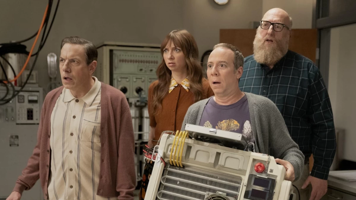 (from left) John Ross Bowie, Lauren Lapkus, Kevin Sussman, and Brian Posehn