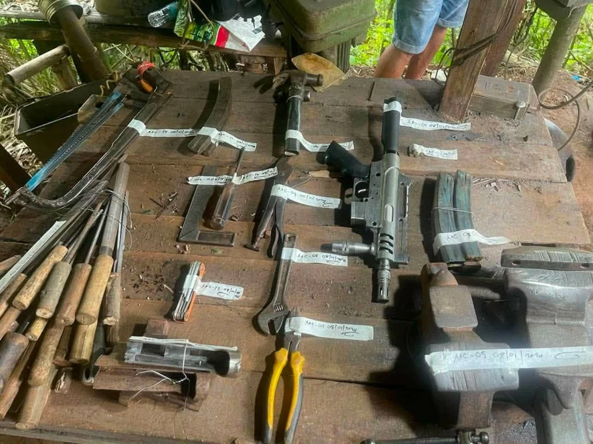 A KG9 firearm and other materials seized from an illegal gunmaker in Danao City, northern Cebu. (Contributed photo)