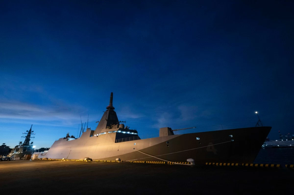 Japan Maritime Self-Defense Force (JMSDF) Mogami-class stealth frigate JS Mikuma is seen anchored at the JMSDF naval base in Yokosuka, Japan, Friday Sept. 5, 2025. (Yuichi Yamazaki/Pool Photo via AP, File)