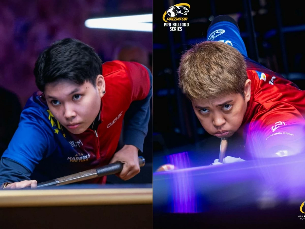 Chezka Centeno, left, and Rubilen Amit. (Predator Pro Billiard Series)