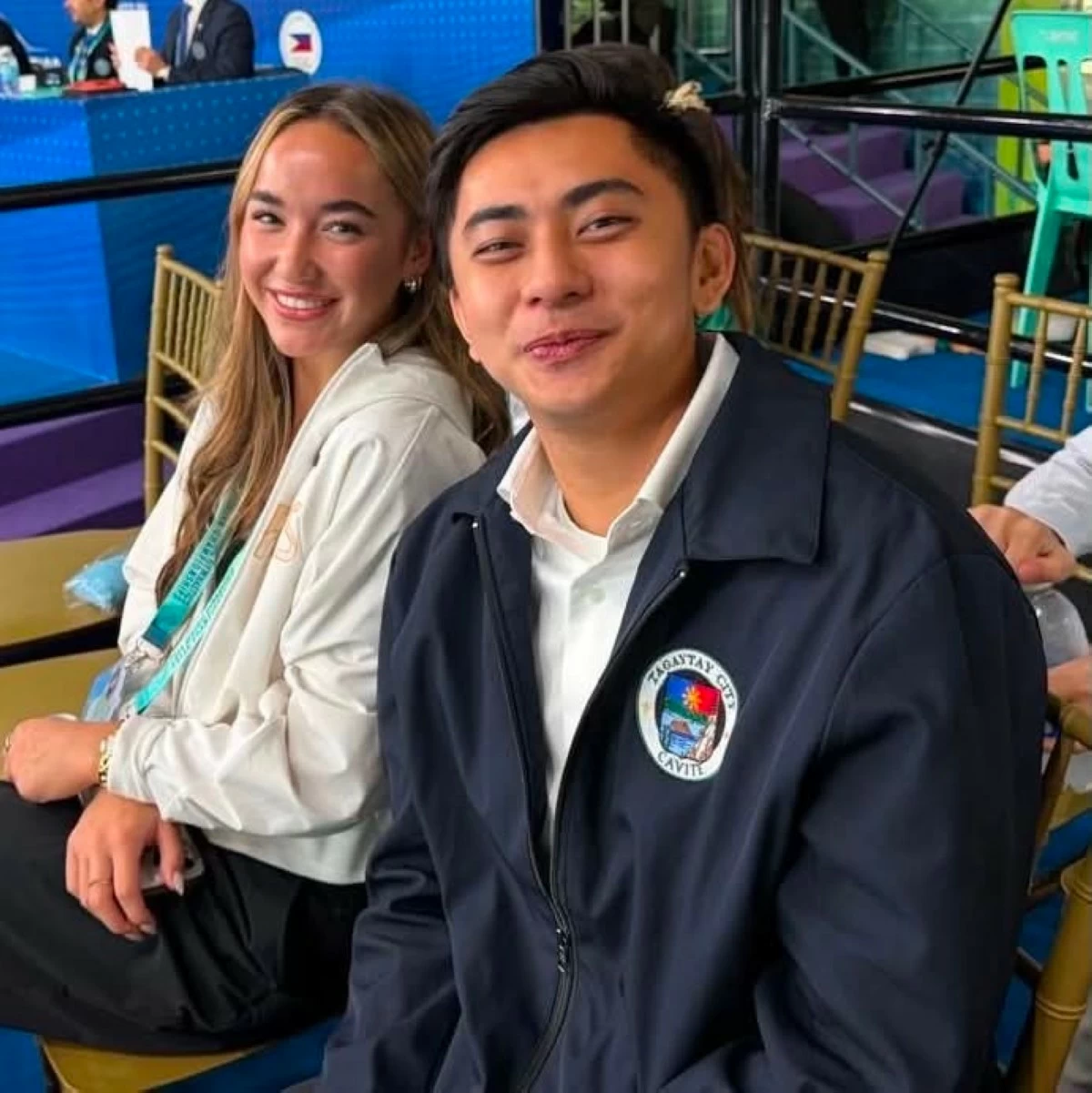 Tagaytay City Mayor Brent Tolentino (right) with Olympian Aleah Finnegan