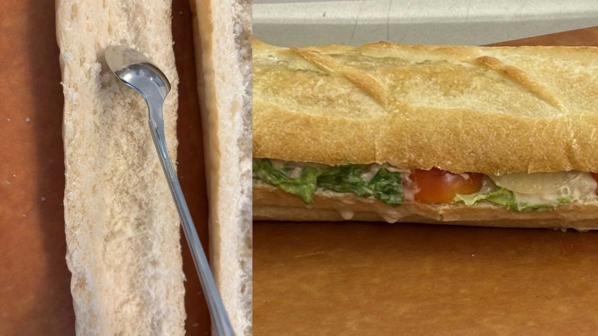 Slice the baguette in half, then cut each half in two to make four sandwich portions (Photo: Norma Chikamco/Manila Bulletin)