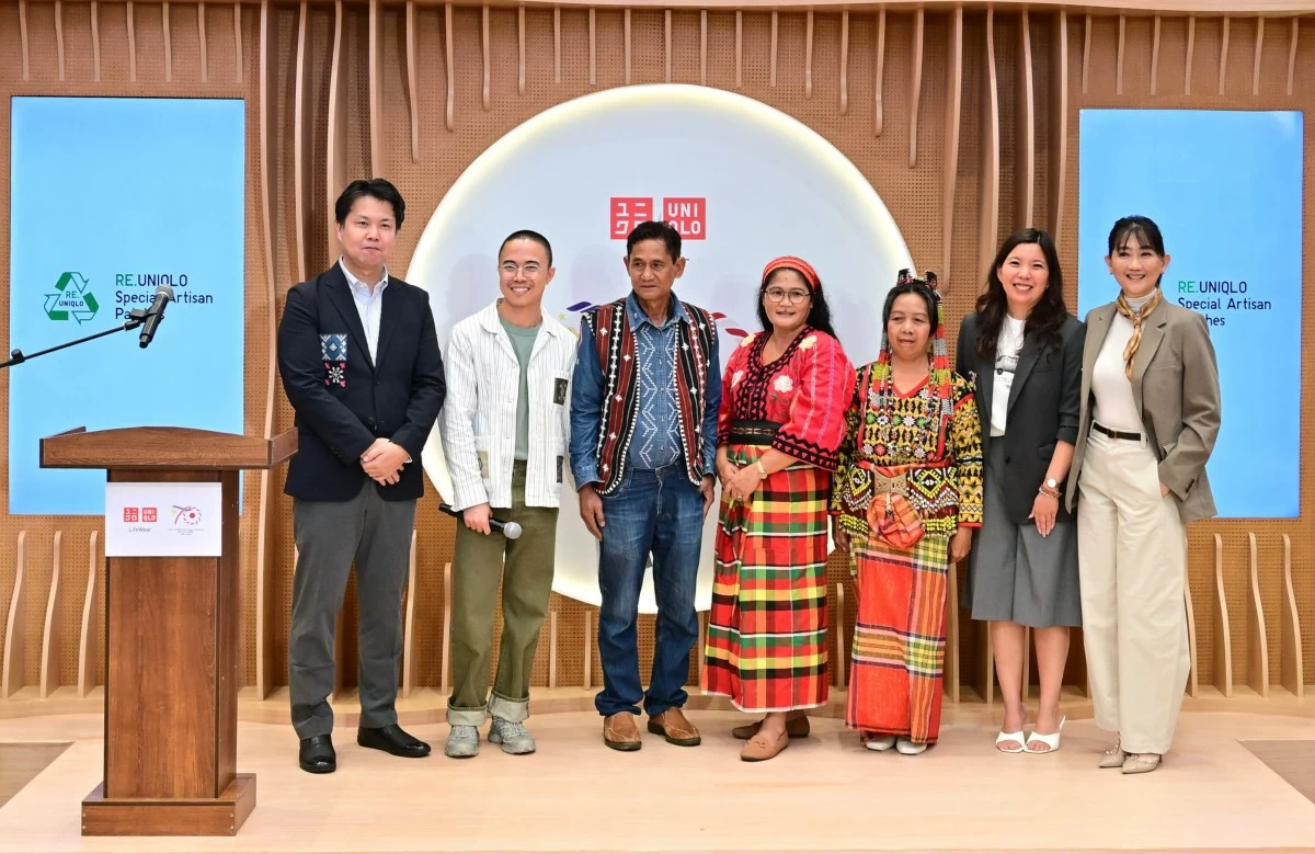 Osamu Ikezoe, creative art director Wilson Limon, Itneg School of Living Tradition in Abra cultural master Luis Agaid Jr, Panay Bukidnon School of Living Tradition in Iloilo cultural master Regina Villanueva, T’boli School of Living Tradition in South Cotabato cultural master Edna Mofak, Uniqlo Philippines marketing director Jan Jizelle Ang, and Geraldine Sia
