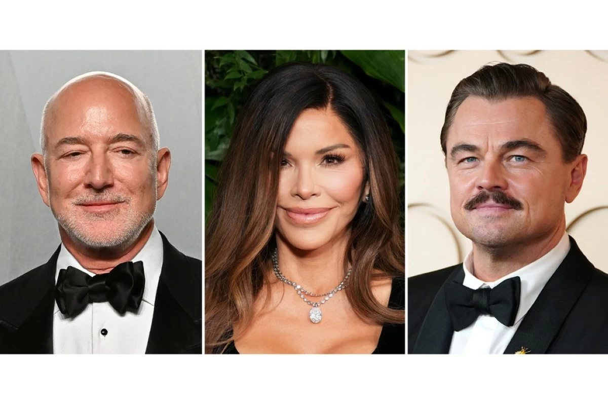 Jeff Bezos appears at the Vanity Fair Oscar Party in Los Angeles on March 15, 2026, left, Lauren Sanchez Bezos appears at Chanel's 16th Annual Pre-Oscar Awards Dinner in Beverly Hills, Calif., on March 1, 2025, center, and Leonardo DiCaprio appears at the Oscars in Los Angeles on March 15, 2026. (AP Photo)