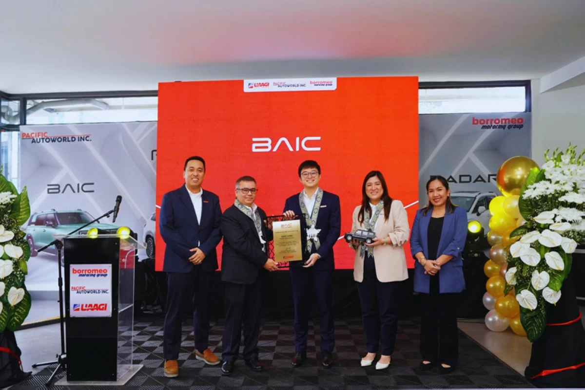 From left: Marvin Martinez, UAAGI Dealer Development Director; Marco Gabriel Borromeo, Managing Director, Pacific Autoworld, Inc.; Joshua Sytin, UAAGI Executive Director; Cherry May De Los Santos, BAIC Marketing Director; and Anna Salac, BAIC Sales Manager.