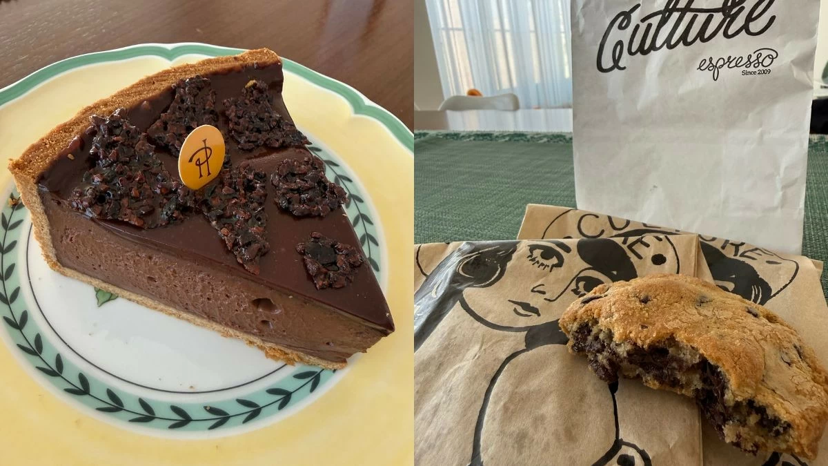 The Valrhona Chocolate Flan, Herme x Ansel; The chocolate chip cookie of Culture Espresso (Photo: Philip Cu Unjieng/Manila Bulletin)