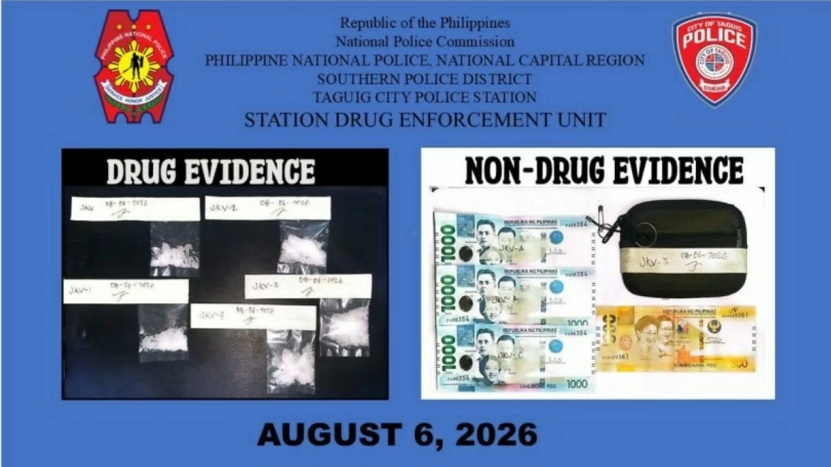The shabu and buy-bust money seized by the Taguig police (Photo from Taguig police / SPD) 
