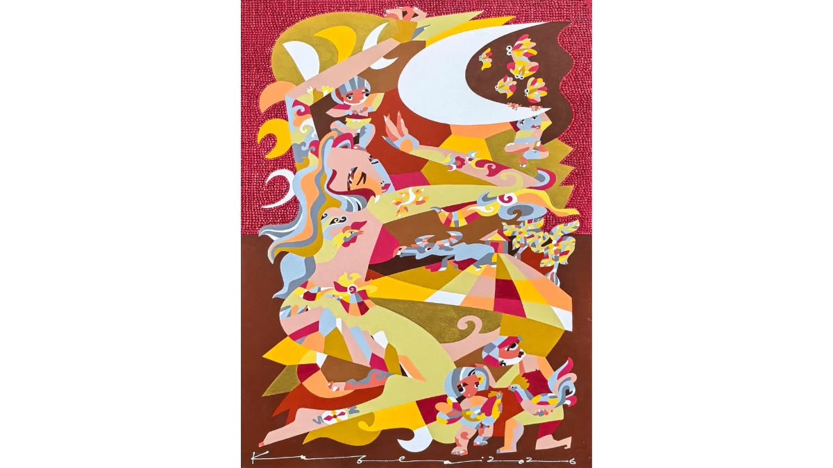 RADIANT ARC, 48x32 inches, acrylic on canvas, 2026