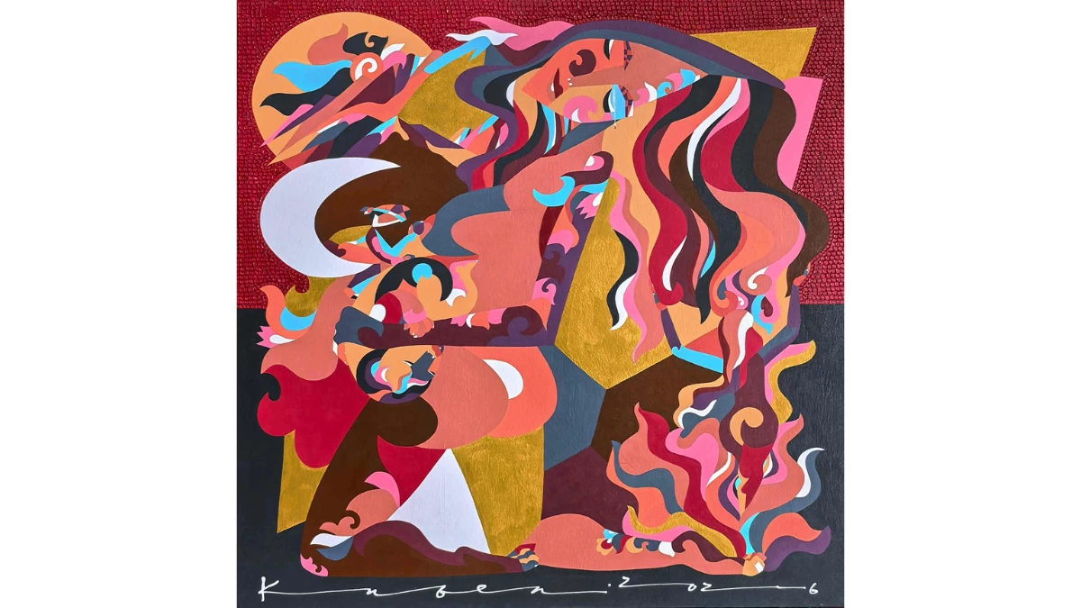 WAXING TIDE, 36x36 inches, acrylic on canvas, 2026