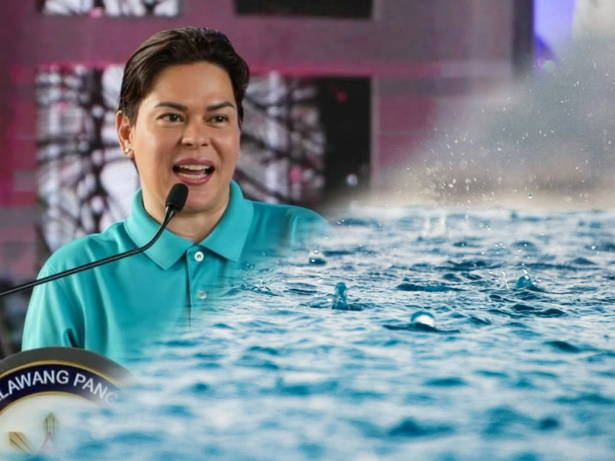 Vice President Sara Duterte (left), floods (Facebook, Unsplash)