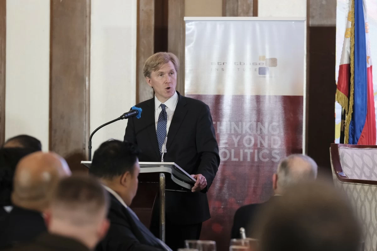 US Undersecretary of War for Policy Elbridge Colby delivers a speech during a forum organized by think tank Stratbase Group in Makati City on Aug. 10, 2026. (Photo: Stratbase Group)