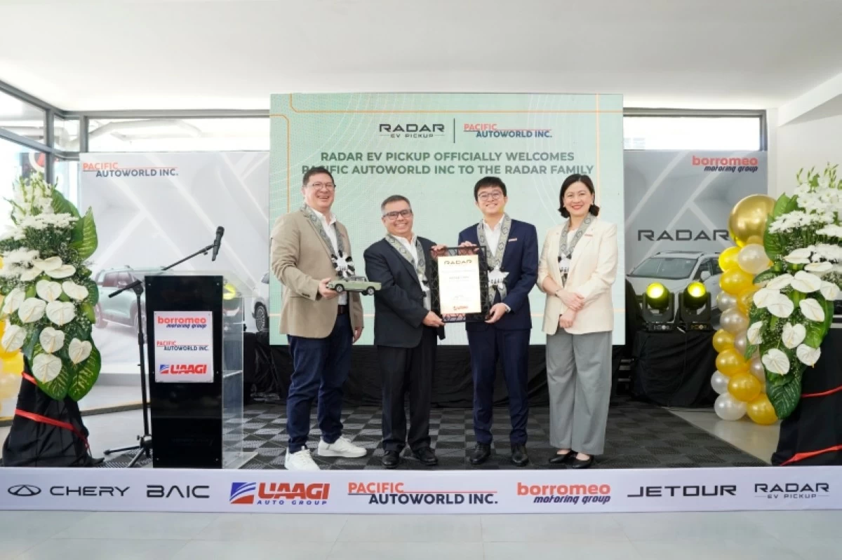 From left: Radar EV Pickup Philippines Brand Head, Franz Decloedt; Pacific Autoworld Inc. of the Borromeo Motoring Group, President, Marco Borromeo; UAAGI Deputy Director, Joshua Sytin; and UAAGI Chief Marketing Executive & SVP, Lyn Buena.
