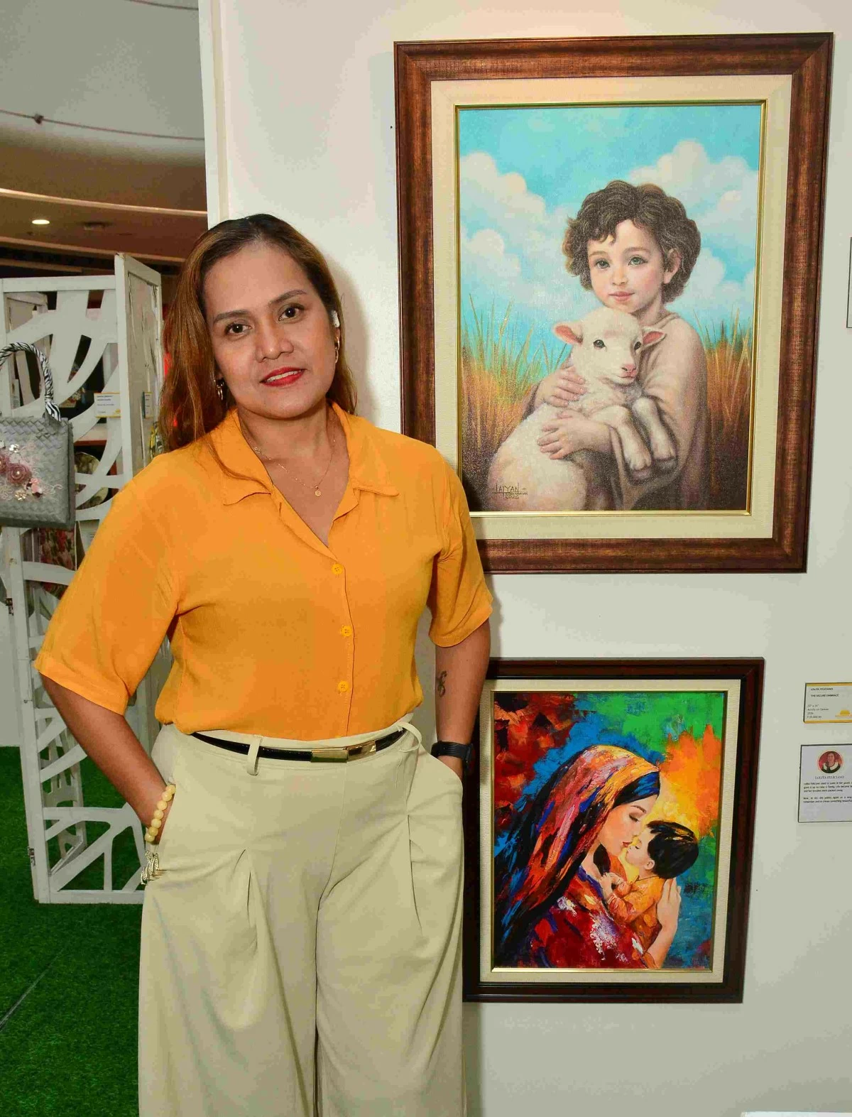 Kids and Beginners Art Instructor Loida Balubayan with her My Only Shepherd Artwork

