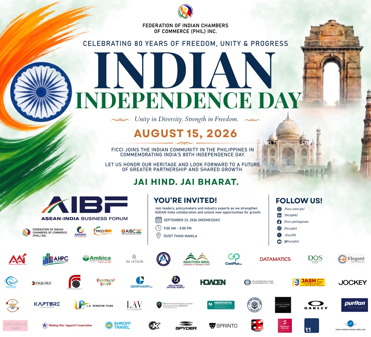 Join the Federation of Indian Chambers of Commerce (Philippines), Inc. for the ASEAN Business Forum in September. (Photo: FICCI)