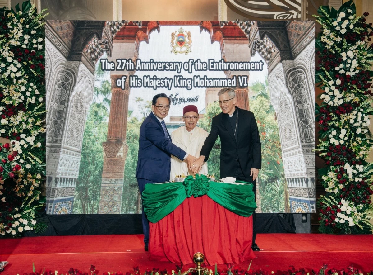 DFA Undersecretary Leo Herrera-Lim, Moroccan Ambassador Mohammed Rida El Fassi, and Dean of the Diplomatic Corps Rev. Charles Brown lead the celebrations for the 27th Anniversary of the Enthronement of King Mohamed VI. (Photo: Embassy of Morocco)