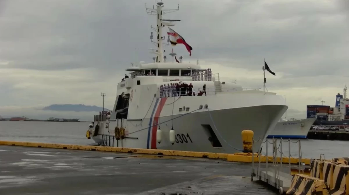 BRP Gabriela Silang (OPV-8301) docks at Pier 13, South Harbor in Manila on Aug. 18, 2026, after its historic participation in the Rim of the Pacific (RIMPAC) 2026, the world's largest naval exercise, in Honolulu, Hawaii last month. (PCG livestream)