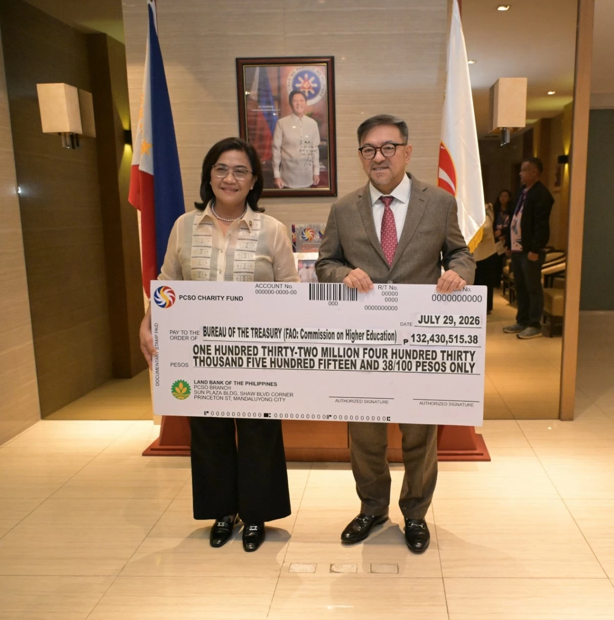 PCSO remits ₱132.4-M contribution to support Higher Education Programs