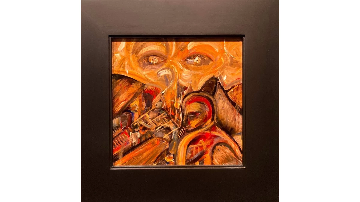 'ALL SEEING,' acrylic on canvas, 18.5x18.5 inches, 2026 (Photo: Poch Eulalia/Manila Bulletin Lifestyle)