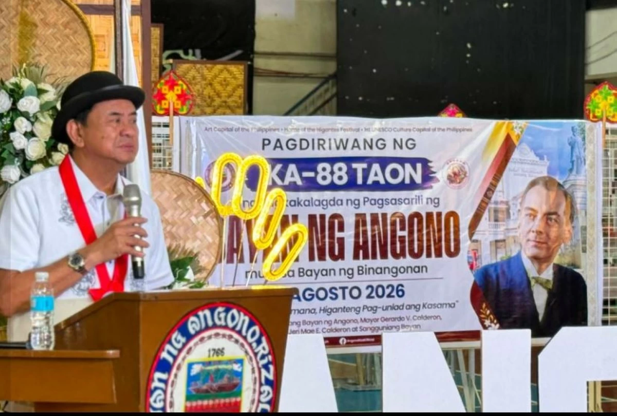 Mayor Gerardo Calderon speaks during the Angono Day on Aug. 19. (Photo from Angono Tourism Office)