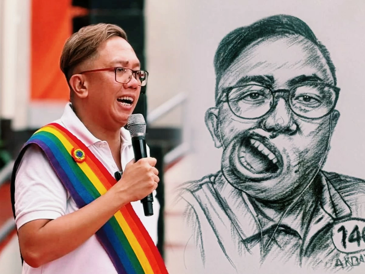 Akbayan Party-list Rep. Perci Cendaña and the offensive caricature (Facebook)